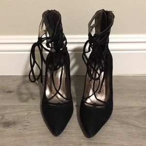 Jeffrey Campbell x Free People Black Lace Up Heels